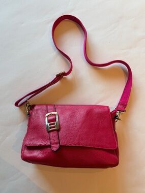 Santi Pink Pebbled Crossbody Shoulder Bag Silver Buckle Y2K